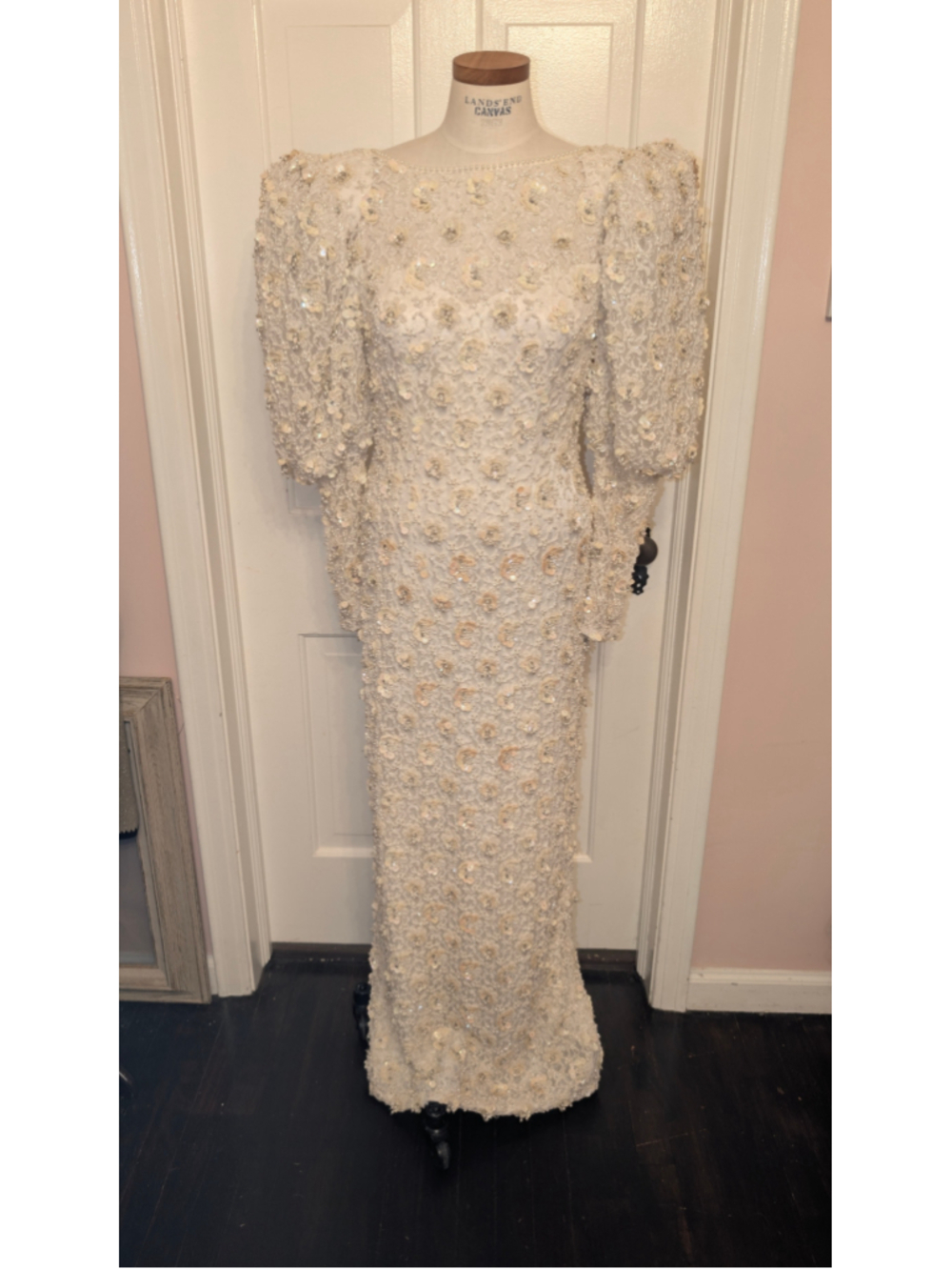 Incredible rare Oleg Cassini 1980s Black Tie Beaded Wedding Dress